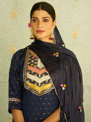 Noor Midnight Blue Embroidered Kurta Set