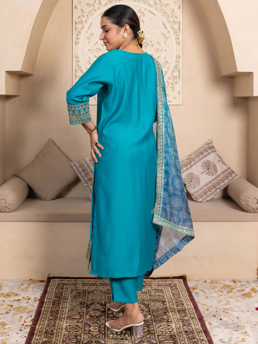 Teal Noor Embroidered Festive Set