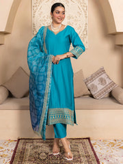 Teal Noor Embroidered Festive Set