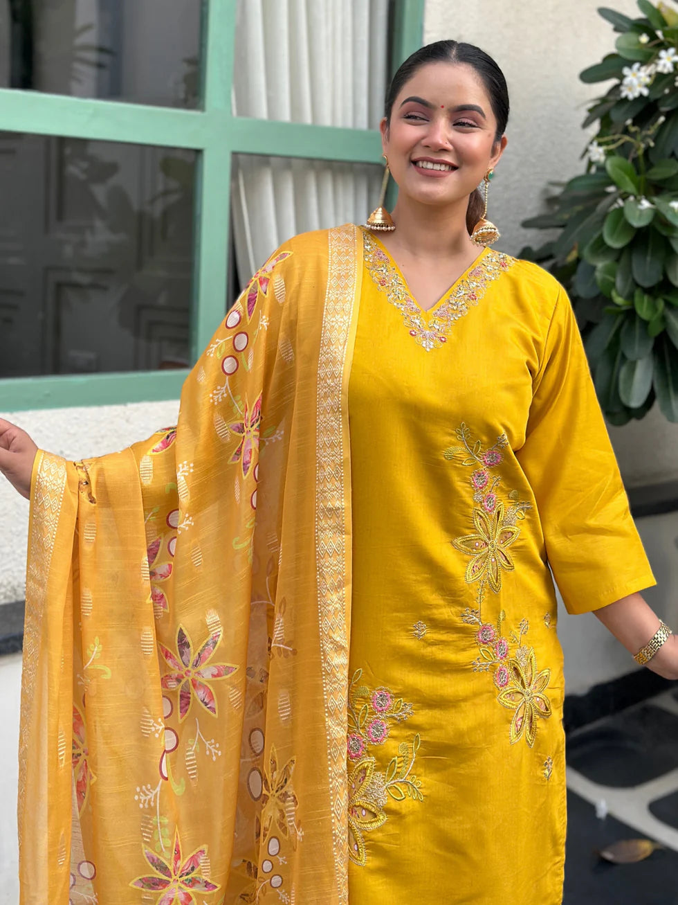 Sunshine Gulnaar Embroidered Festive Set