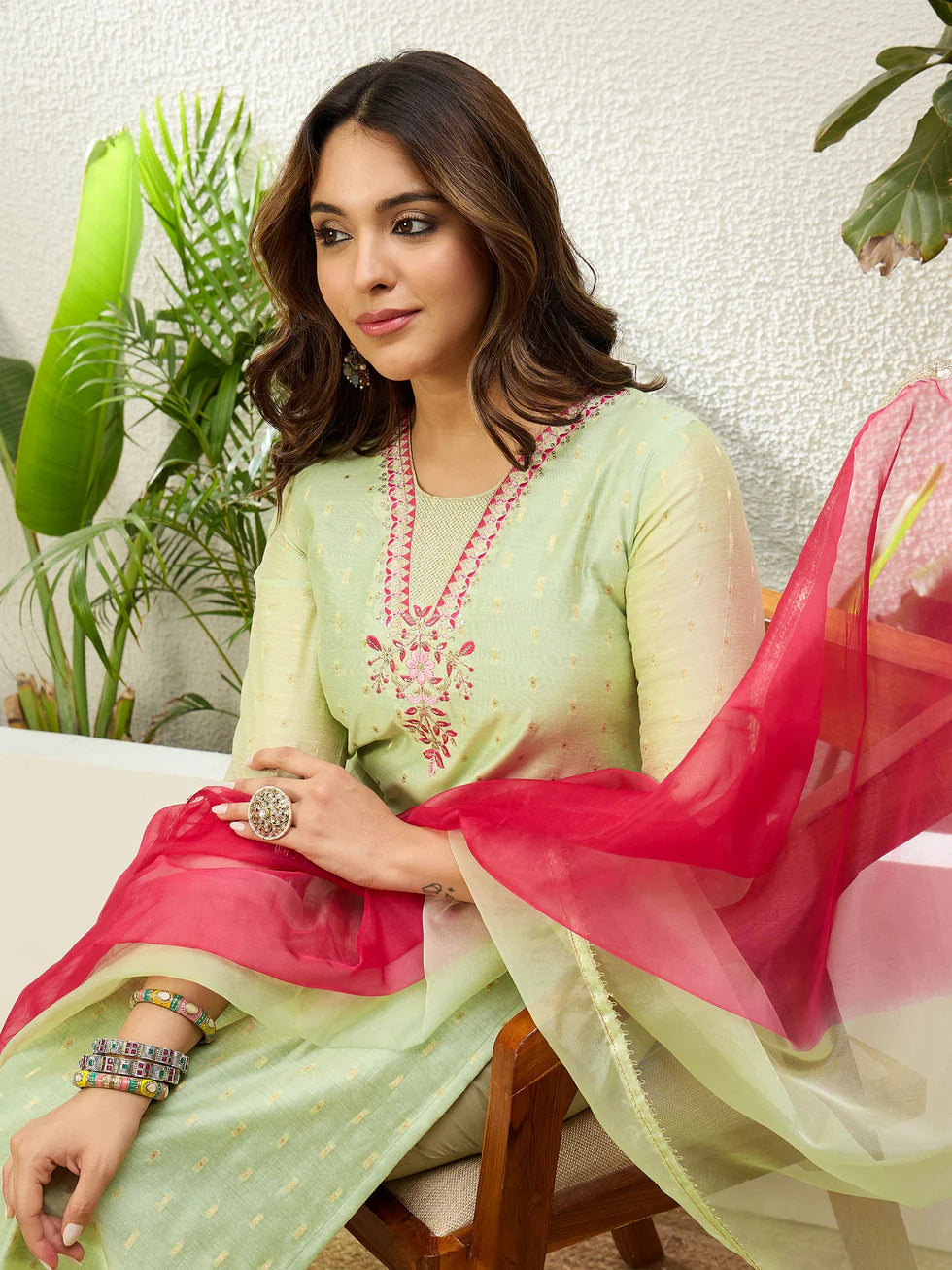 Ira Embroidered Chanderi Kurta Set