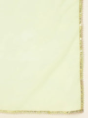 Sharini Women's Pista Green Embroidered Yoke Design Straight Kurta Pant Set with Ombre Dupatta