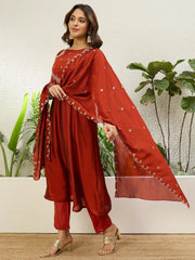 Aisha Embroidered Silk Kurta Set