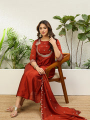 Aisha Embroidered Silk Kurta Set