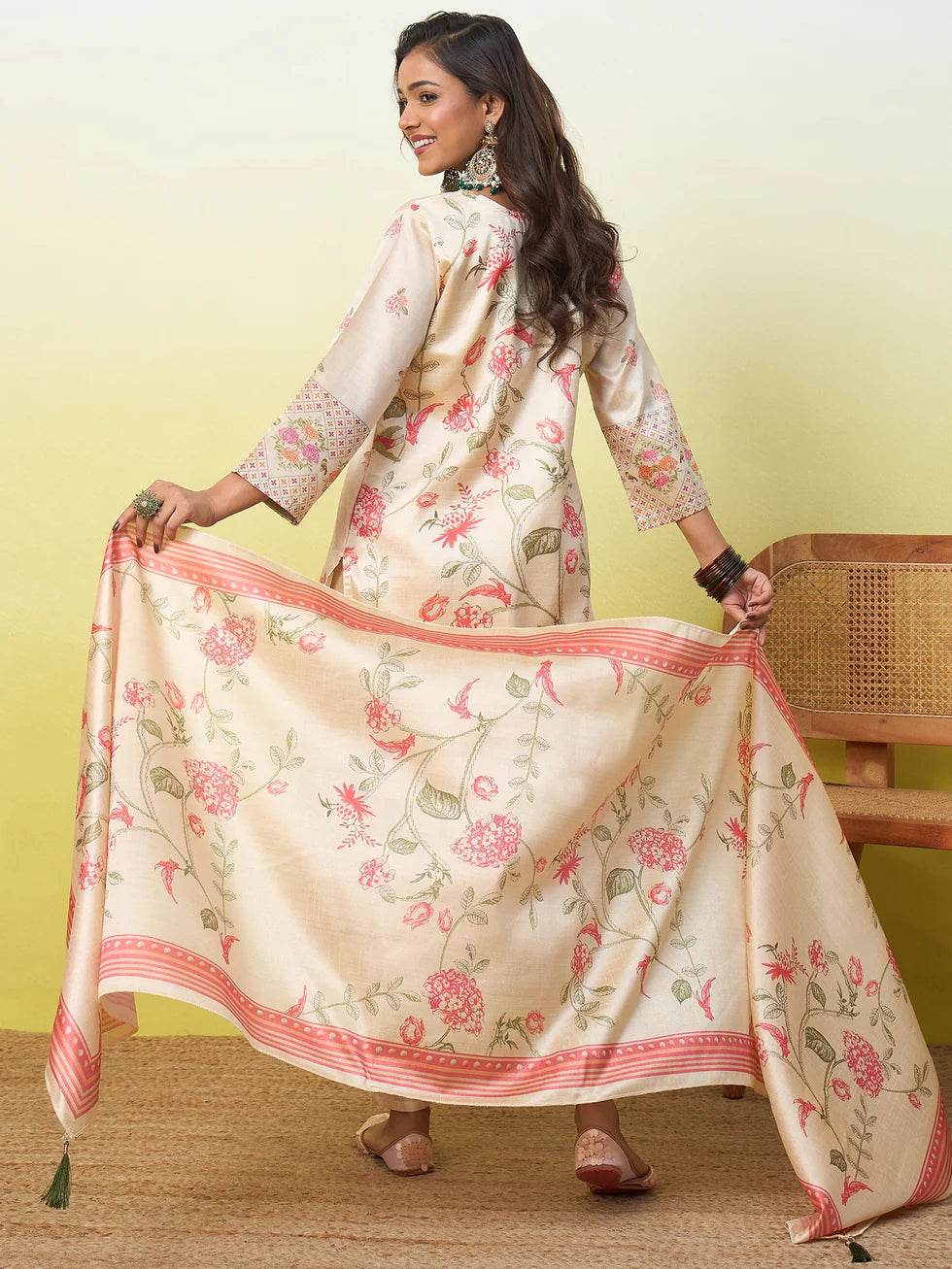 Ira Floral Printed Silk Kurta Set