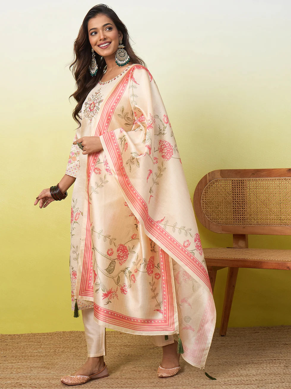 Ira Floral Printed Silk Kurta Set