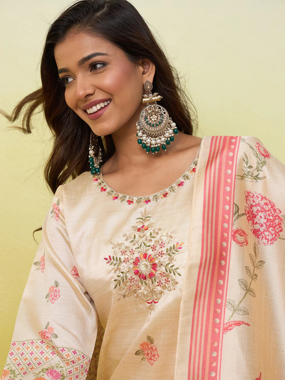 Ira Floral Printed Silk Kurta Set