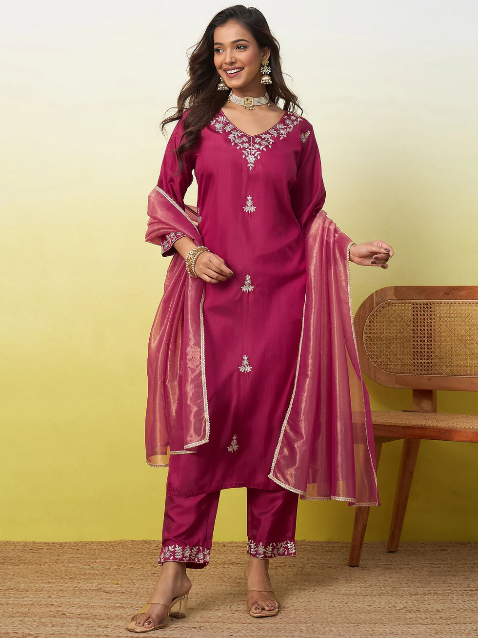Ira Embroidered Silk Kurta Set
