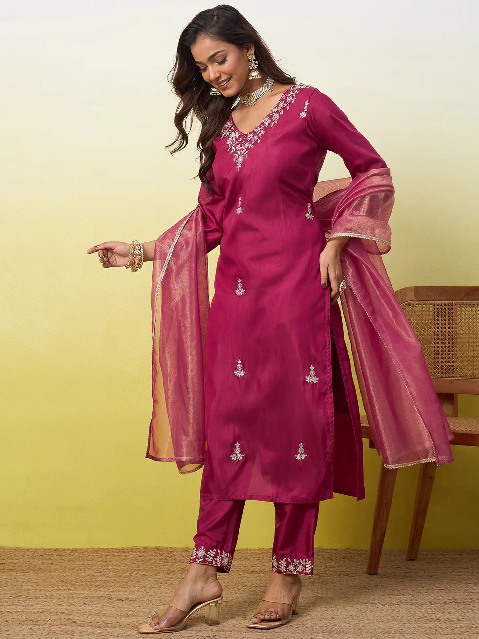 Ira Embroidered Silk Kurta Set