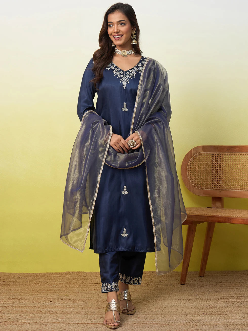Ira Embroidered Silk Kurta Set