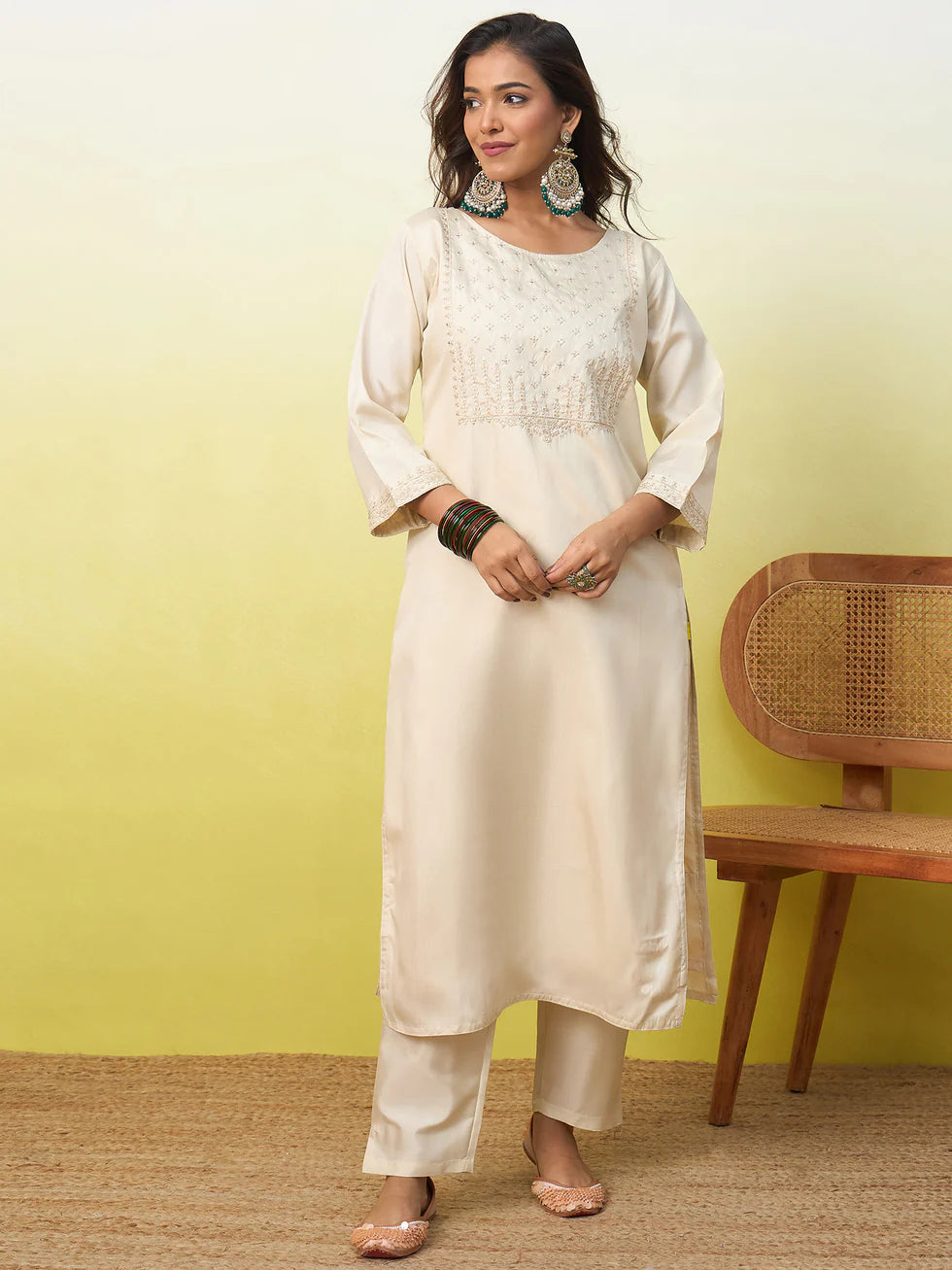 Ira Embroidered Silk Kurta Set