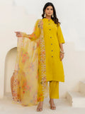 Yellow Shimmer Silk Kurta Set with Embroidered Organza Dupatta for Women