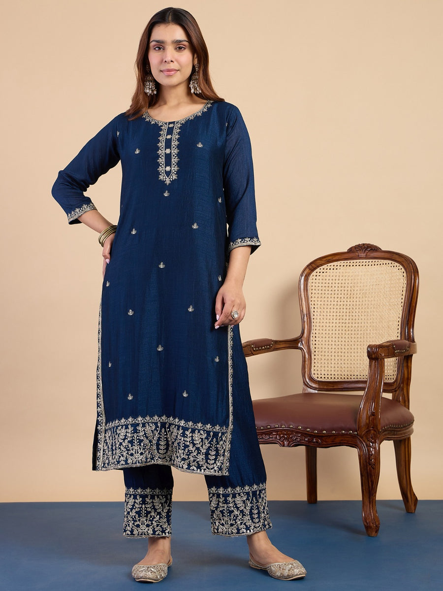 Women’s Vichitraa Silk Kurta Pant Set with Vichitraa Silk Dupatta