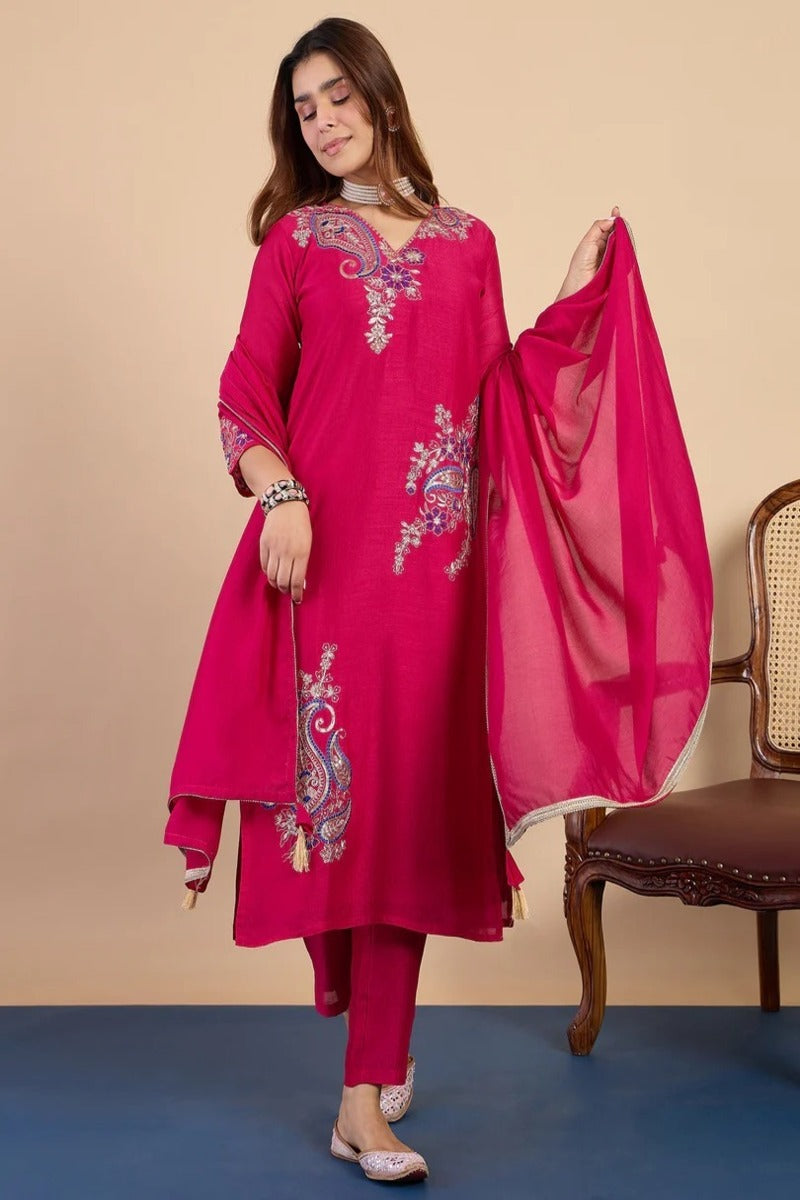 Aisha Embroidered Silk Blend Kurta Set