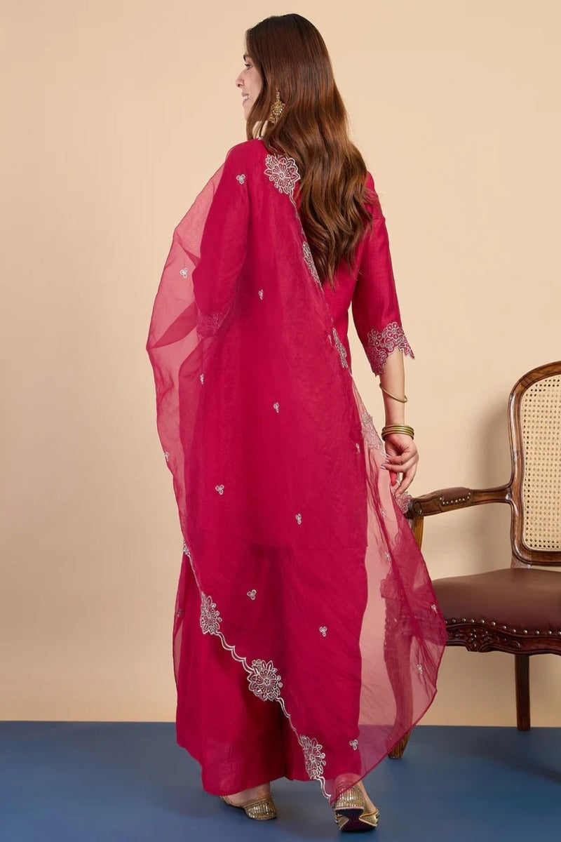 Aisha Embroidered Silk Kurta Set