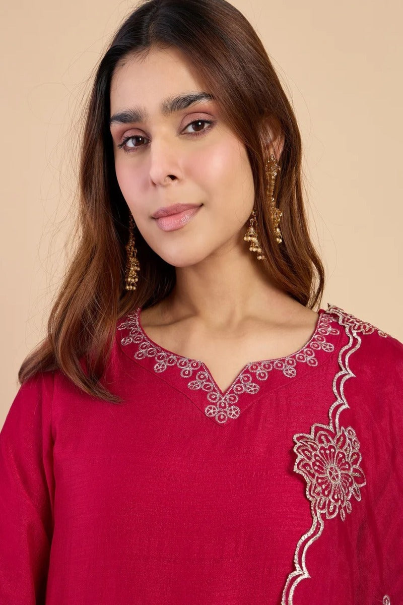 Aisha Embroidered Silk Kurta Set