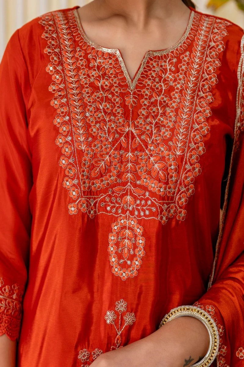 Aisha Embroidered Silk Blend Kurta Set
