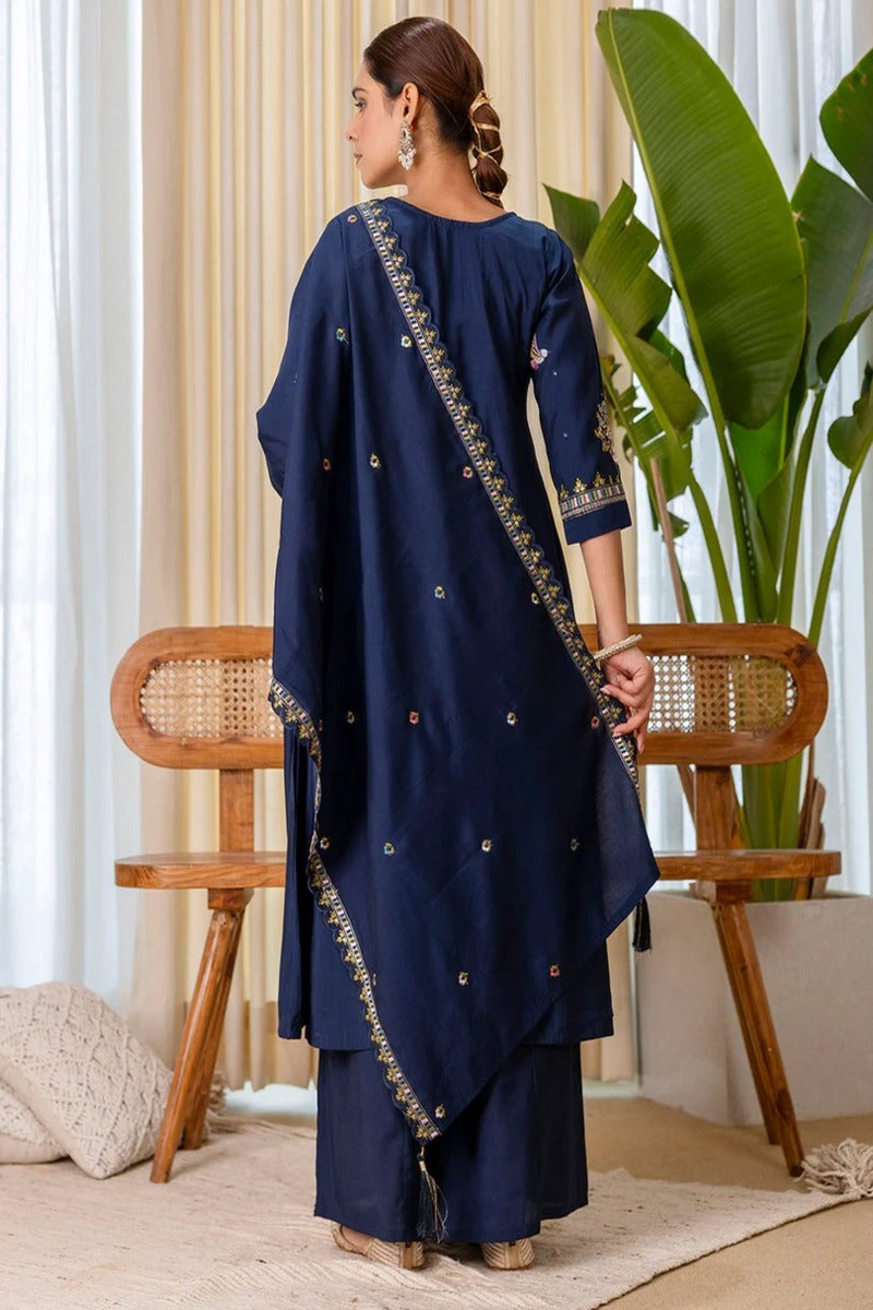 Aisha Embroidered Silk Blend Kurta Set