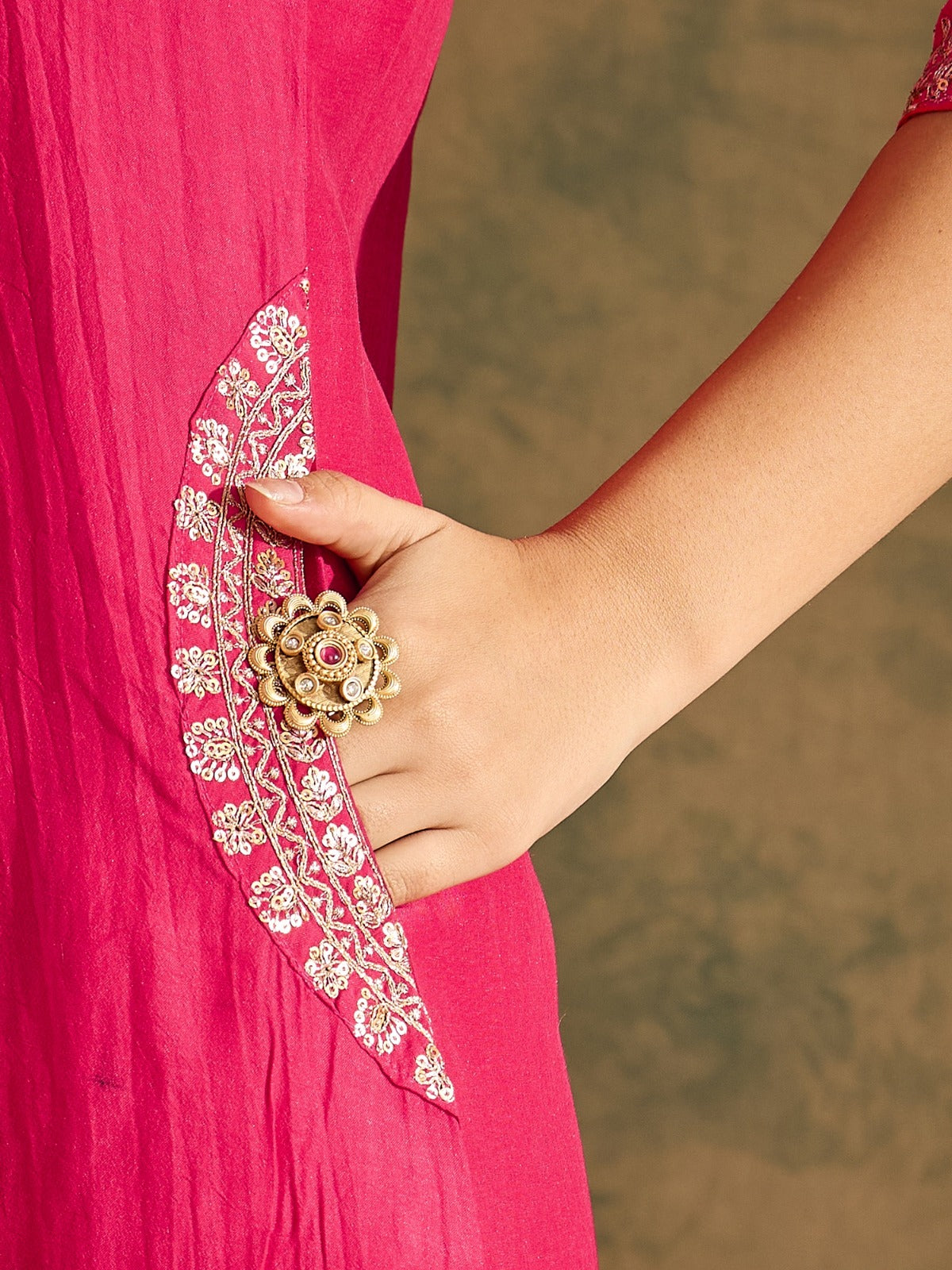 Aisha Embroidered Silk Kurta Set