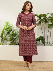 Maroon Paisley Printed Kurta Set