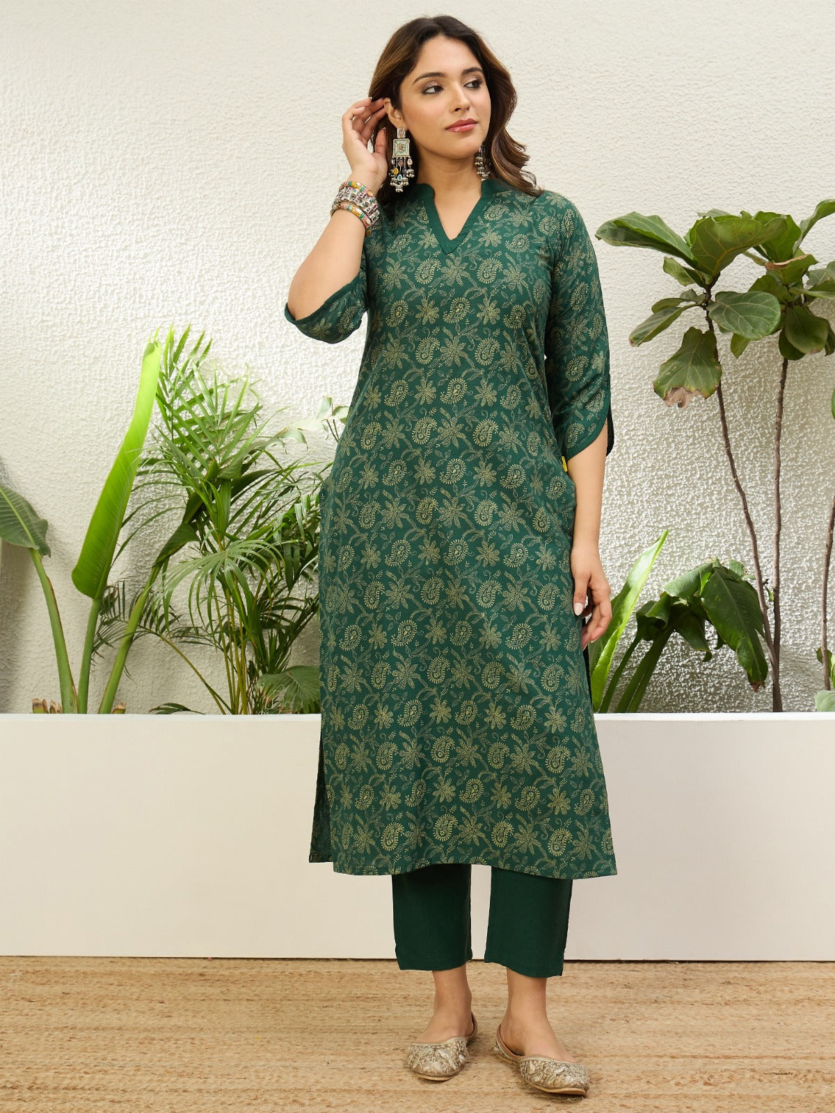 Emerald Paisley Printed Kurta Set