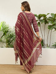 Maroon Paisley Printed Kurta Set