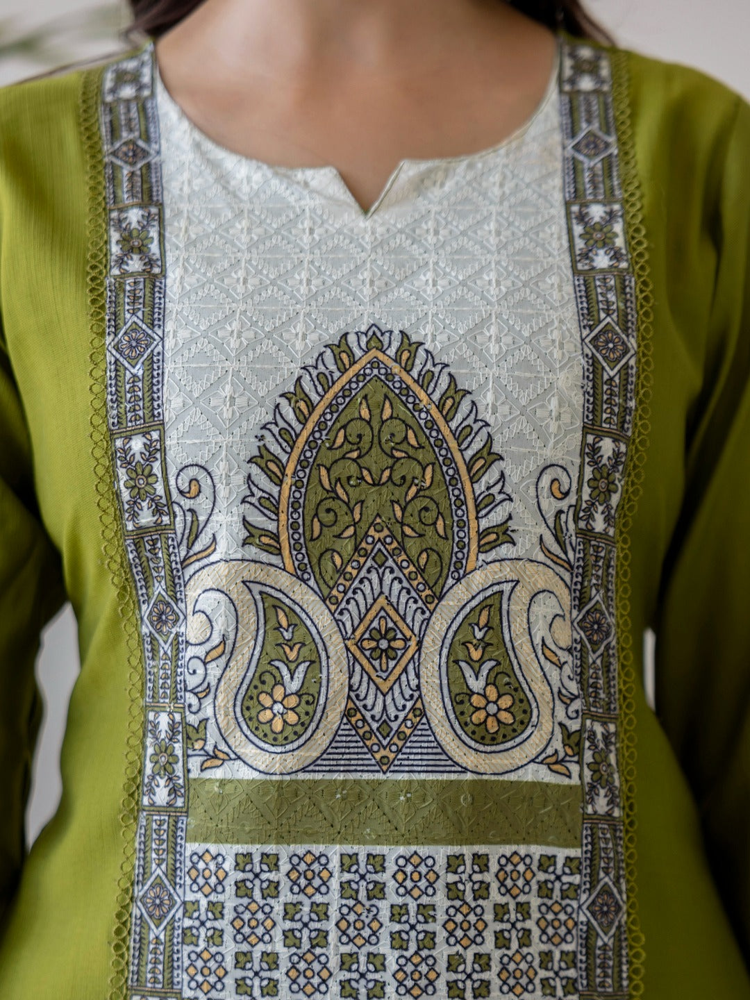 Ziva Olive Printed Kurti
