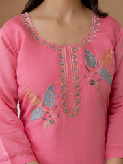 Rose Petal Floral Embroidered Kurti Set