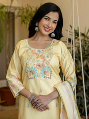 Ivory Bloom Floral Embroidered Kurti Set