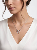 925 Sterling Silver Double Heart CZ Pendant Necklace for Women
