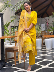 Sunburst Mustard Embroidered Festive Set