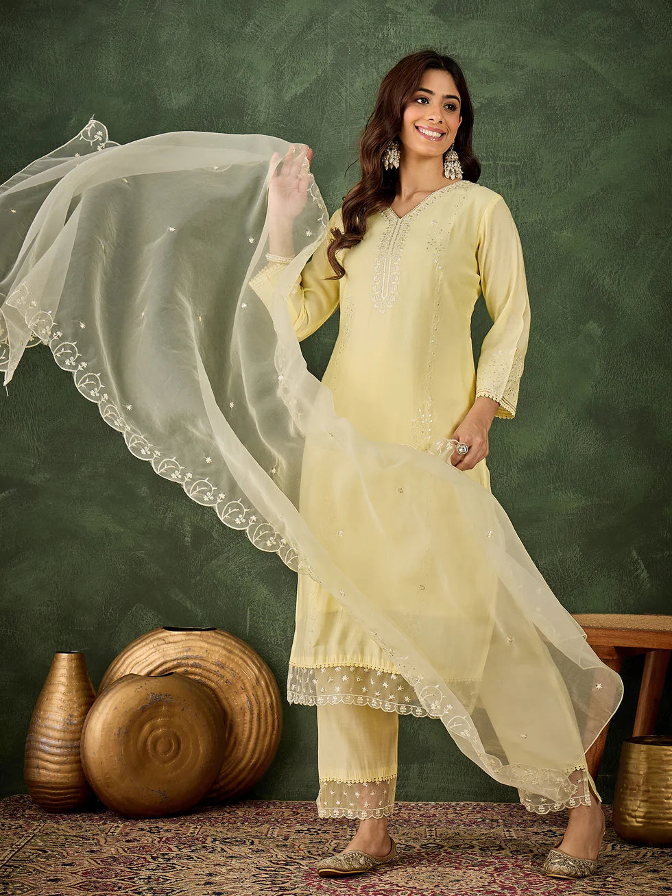 Ira Lemon Festive Kurta Set