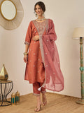 Rust Embroidered Suit Set