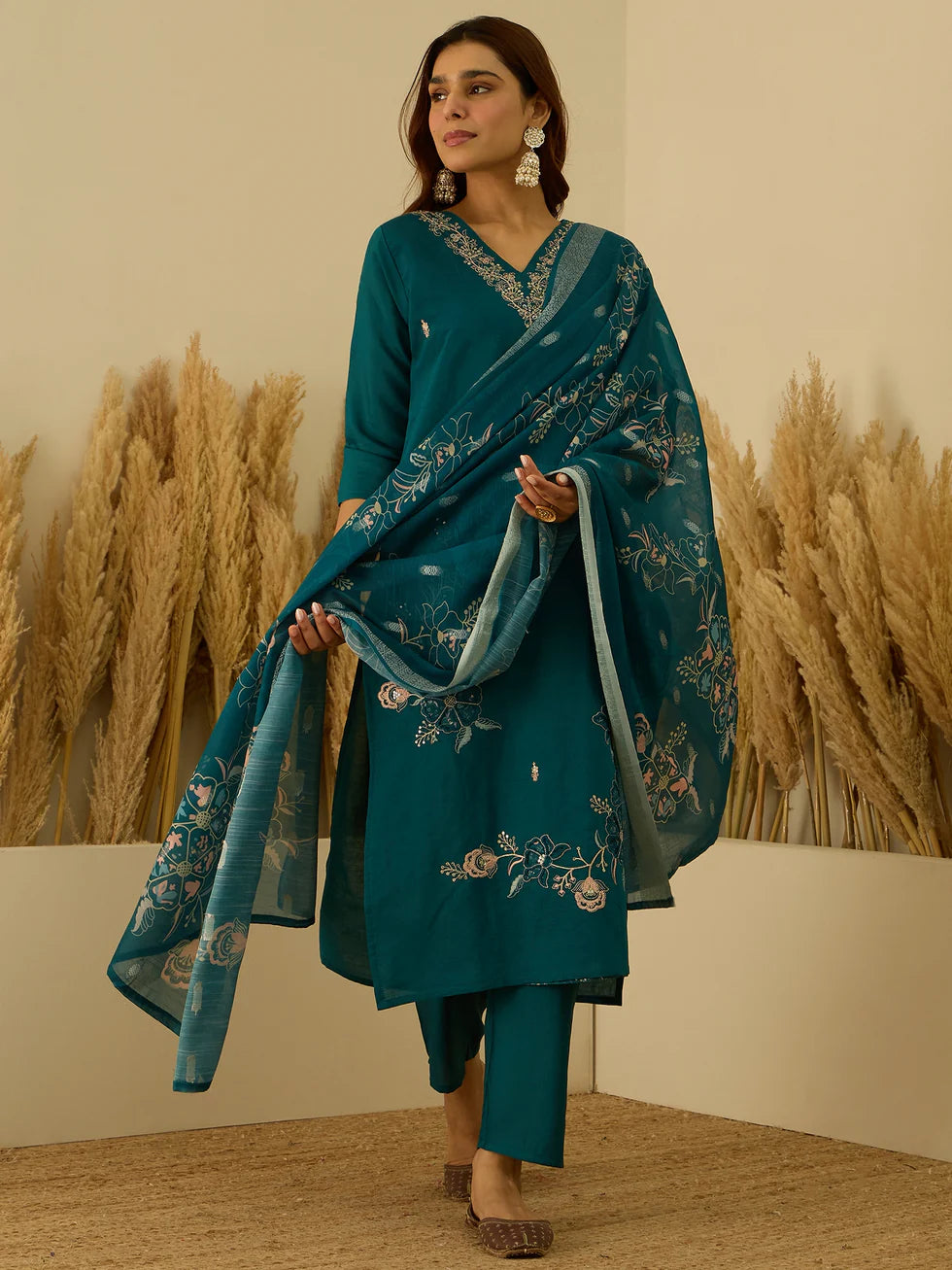 Teal Floral Elegance Set