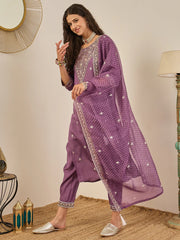 Lavender Embroidered Suit Set