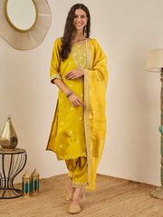 Mustard Embroidered Suit Set