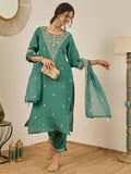 Sea Green Embroidered Suit Set