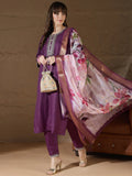 Floral Embroidered Pure Cotton Round Neck Kurta Trouser And Dupatta Set
